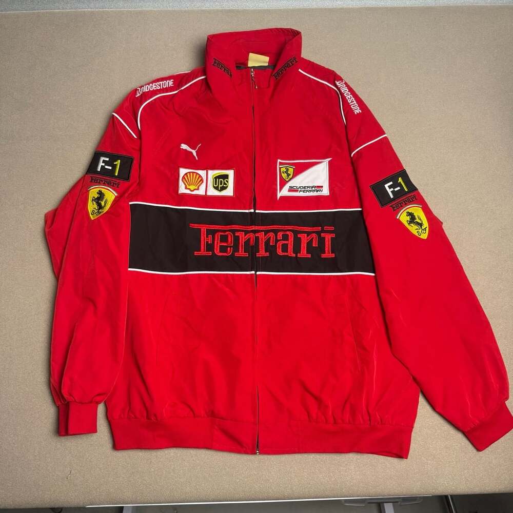 Vintage Ferrari F1 Scuderia Racing Jacket Red Black Size XL
